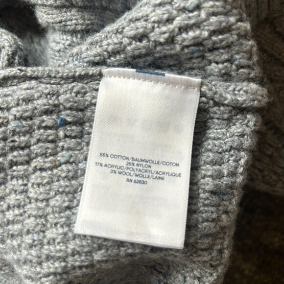 Cotton Blend Grey Cable Knit Grandpa Cardigan with Pockets (size M) - Picture 6 of 7